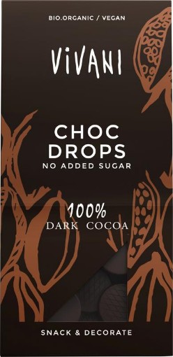 Vivani choco drops 100% cacao bio 100g