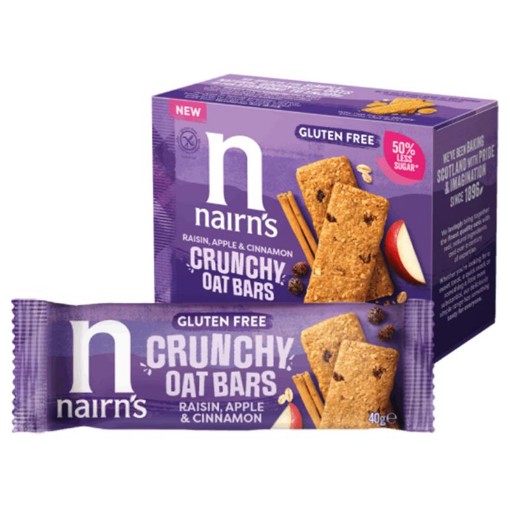 Nairns crunchy oat bars raisin apple 160g