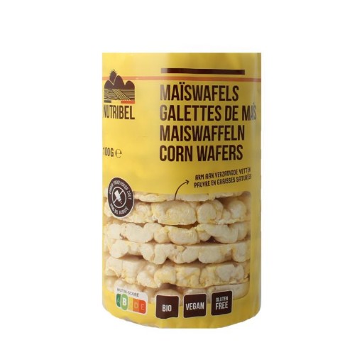 Nutribel Maiswafels zonder zout glutenvrij bio 100g