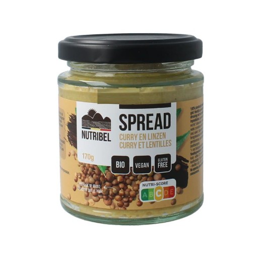 Nutribel Curry linzen spread glutenvrij bio 190ml