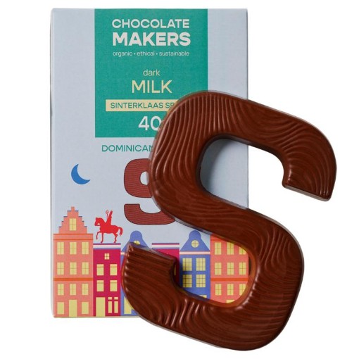 Chocolatemakers Sintletter 40% melk met sinterklaaskruiden bio 100gr