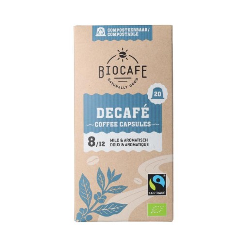 Biocafe Koffiecapsules decafe bio 20st
